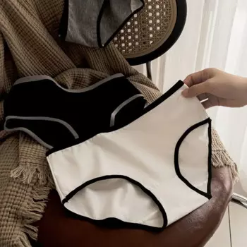 6 шт., женские хлопковые трусы со средней посадкой