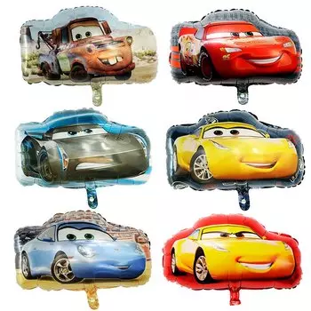 6 Упаковок Disney Lightning McQueen В Форме Автомобиля, Воздушные Шары Из Алюминиевой Фольги