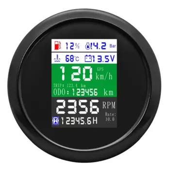 6 в 1 85 мм GPS Спидометр Тахометр Датчик уровня топлива давление масла воды Цифровой вольтметр для автомобиля лодки морской 12 В 24 В
