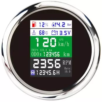 6 в 1 GPS Спидометр Тахометр Датчик уровня топлива Температура воды Пресс масла 0 ~ 10 бар Датчик сигнализации Температура топлива Отправитель для автомобиля Лодочный двигатель