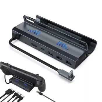 6-в-1 полная скорость Профессиональная USB 3,0 док-станция игровые аксессуары Ethernet PJ45 4K 60 Гц подключи и работай подходит для палубы