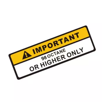 6x1,5 см предупреждающая этикетка 98 + или выше октана, бензин, топливный бак, наклейка, наклейка на автомобиль