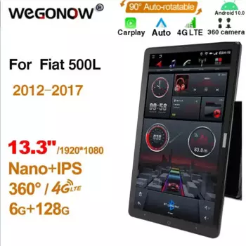 6G + 128G DSP 13,3 дюйма IPS Android 10.0 для Fiat 500L 2012-2017 авторадио аудио 4G LTE 360 камера GPS Bluetooth 5,0 оптический без DVD