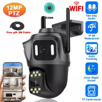 6K три объектива три экрана WIFI IP-камера безопасности наружное автоматическое отслеживание ICsee беспроводная камера видеонаблюдения 2-стороннее аудио