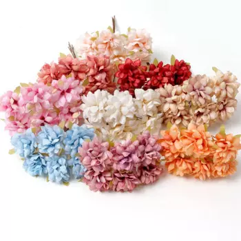 Искусственные мини-цветы из шелка MENGHAO, 6 шт.