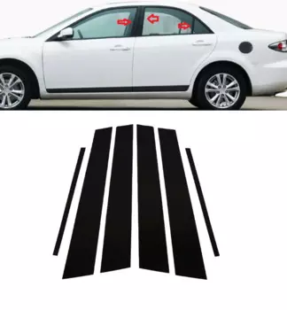 6 шт. полированные стойки для Mazda 6 2004 2005 2006 2007 2008 2009 2010 2011 2012-2015, наклейки на молдинги для окон и дверей