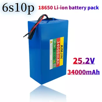 6S10P 25,2 V 34000mAh 18650 литий-ионный перезаряжаемый аккумулятор с BMS для скутеров + зарядное устройство 25,2 V 2A