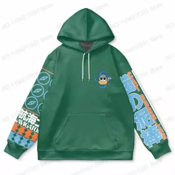 6th One Piece-Аниме Хип-Хоп Модная Уличная Одежда Y2K Harajuku Поп Аниме Принт Осенняя Толстовка Мужская Повседневная Красочная Толстовка в стиле Панк