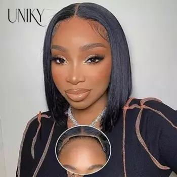 6x4 HD предварительно отбеленные волосы, парик Боб, человеческие волосы Uniky Hair Wear и Go, безклеевые прямые кружевные передние парики, предварительно выщипанные для женщин