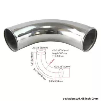 70 мм 2,75 дюйма/76 мм 3,0 дюйма/80 мм 3,15 дюйма 90 градусов колено алюминиевый турбоинтеркулер труба трубопровод