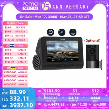 Видеорегистратор 70mai 4K A800SE Модернизированная версия 70mai A800S Голосовое управление Суперcapacor GPS ADAS Автомобильный видеорегистратор 70mai A800SE UHD Wi-Fi 6