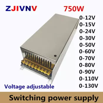 750 Вт импульсный источник питания регулируемый выходной voltage0-12V 15 в 24 в 36 в 48 в 50 в 60 в 72 в 80 в 110 В 130 в AC-DC SMPS 15 в 50A