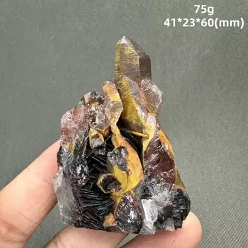 75 г Натуральный красный кристалл и симбиоз спеклярного минерала + целебные кристаллы кварца и камни, драгоценный камень