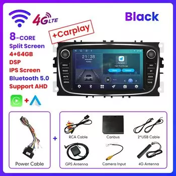 7 "2Din Android Auto Радио Стерео GPS Carplay Мультимедийное Видео Автомобильное Радио Для Ford Focus 2 Mk2 Mk3 S-max 2004-2011 WIFI GPS BT