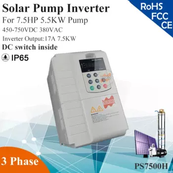 7.5KW 17A 3 фазы 380VAC MPPT инвертор солнечного насоса для 7.5HP 5.5KW водяного насоса DC переключатель внутри PV Контроллер солнечного насоса