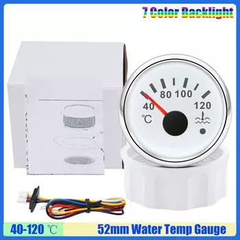 7-цветный светильник, 52 мм, датчик температуры воды с мигающей сигнализацией, индикатор температуры воды для авто, морской яхты, 12 В, 24 В, на заказ