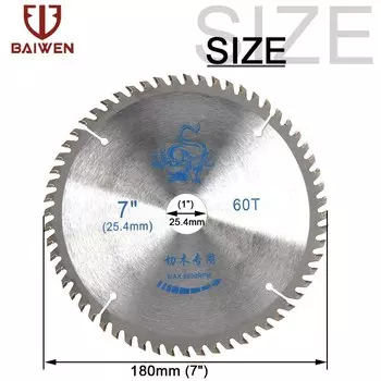 7-дюймовое режущее полотно по дереву 60T, циркулярное твердосплавное полотно для деревообработки, шлифовальные лезвия с внутренним кольцом 16/20 мм