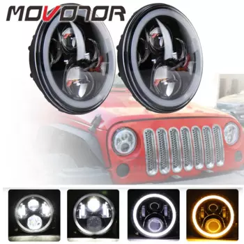 7-дюймовые светодиодные фары MOVOTOR с гало Angel Eyes 50 вт фары для Lada 4x4 urban Niva Jeep-Wrangler JK 2 Door Hummer H1 H2