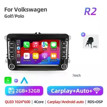 7-дюймовый 9-й радио 2Din Android 13 для VW Volkswagen Golf Polo Skoda Rapid Octavia Passat b6 7 Tiguan Автомобильный мультимедийный плеер Carplay GPS