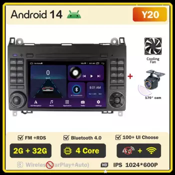 7-дюймовый автомобильный радиоприемник для Mercedes Sprinter Benz B200 Vito W639 Viano B Class W169 W245 W209 Carplay Navigation Android Auto Stereo DVD