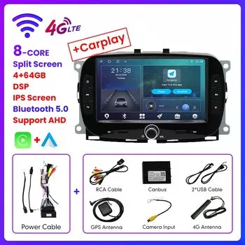 7-дюймовый автомобильный радиоприемник, мультимедийный плеер для Fiat 500 2016-2022, 2din, GPS-навигация, беспроводной CarPlay, Android, RDS, FM, аудио, стерео