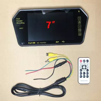 7-дюймовый мультимедийный зеркальный дисплей заднего вида с поддержкой USB SD Bluetooth Media Play для передних и задних камер