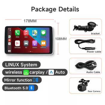 7-дюймовый универсальный беспроводной Carplay автомобильный радиоприемник мультимедийный видеоплеер GPS-навигация Apple Android Auto Bluetooth сенсорный экран