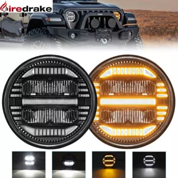 7-дюймовая светодиодная фара Wrangler H4 DRL, круглая фара 220 Вт, точечная фара Emark для Jeep JK Haley, внедорожная фара 12 В 24 В