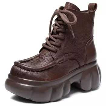 7 см новые модные осенне-весенние ботинки, мокасины, мотоциклетная обувь, женские ботильоны из натуральной коровьей кожи с дымоходом