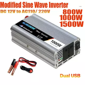 800/1000/1500 Вт модифицированный синусоидальный инвертор с двумя USB 12 В до 220 В 110 в автомобильный преобразователь Солнечный уличный аварийный инвертор питания