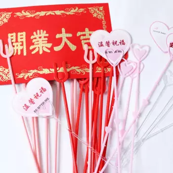 80Pcs Multi-purpose Heart Shaped Plastic Flower Card Holder Message Card Clip For Bouquet Arrangement Wedding Party Decoration