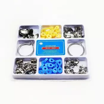80pcs New Dentals Sectionals Contoureds Metal Matrices Wedges set with M4 matrices Autoclavables rubber wedges Clip Ring