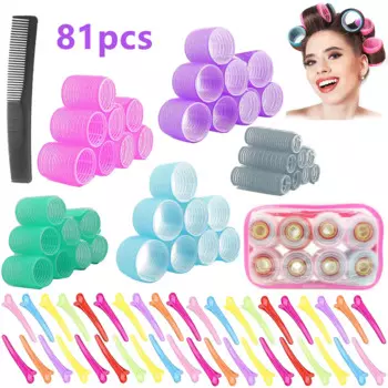 81 шт., самоклеящиеся бигуди с крючком для волос