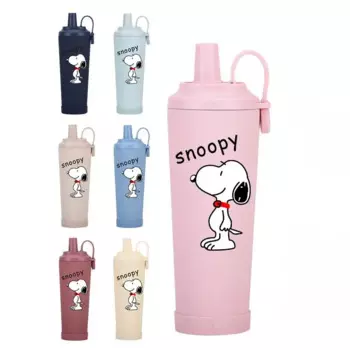 830 мл Snoopy мультяшная вакуумная соломенная чашка из нержавеющей стали с ручкой, внутренняя подкладка с керамическим покрытием, нескользящая портативная автомобильная кружка для кофе