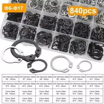 840 шт., стопорные кольца JUIDINTO 8-24 мм из нержавеющей стали