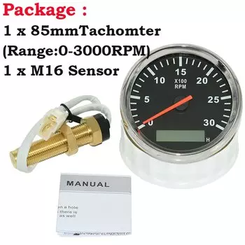 85 мм тахометр для лодки с ЖК-дисплеем, тахометр 3000/4000/6000 об/мин, тахометр 12 В для дизельного бензинового двигателя, морской автомобильный измеритель об/мин