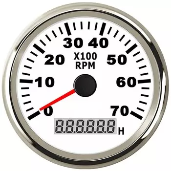85 мм тахометр для лодочного двигателя, 7000 об/мин, круглый счетчик часов, цифровой датчик оборотов для мотоцикла, счетчик REV, красная подсветка 12 В 24 В