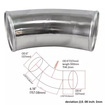 89-127 мм/3,5-5,0 дюйма, универсальная 45-градусная алюминиевая впускная труба интеркулера L = 300 мм