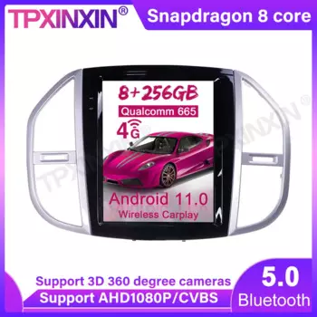 8 + 256G Android 11 для Mercedes Benz Vito 2016-2020 Автомобильный GPS-навигатор головное устройство мультимедийный плеер Радио Стерео Тесла стиль экран