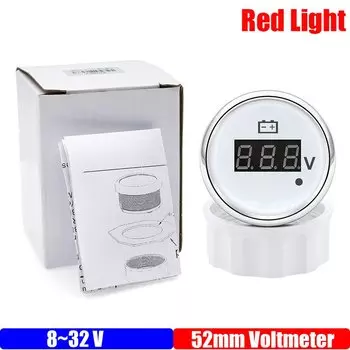 8-32 В, 28-48 В, 52 мм вольтметр с предупредительным красным светом, цифровой автомобильный датчик напряжения 52 мм, водонепроницаемый, для морской яхты, 12 В, 24 В, 36 В, на заказ