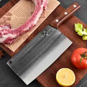 8 дюймов Кухонные ножи с деревянной ручкой острый мачете Мясницкий ручной работы кованый профессиональный нож для резки костей инструменты для мяса и птицы
