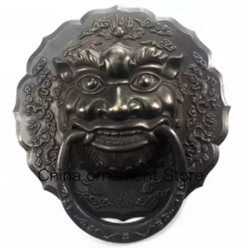 8-дюймовый древний бронзовый дверной звонок Lucky Dog Lion Dragon редкий дверной Звонок