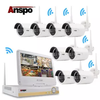 8-канальная беспроводная Wi-Fi IP-камера 1080P HD для наружной/в помещении с 10,1-дюймовым ЖК-монитором