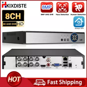 8-канальный 4K AHD DVR AI H.265, гибридный 8-мегапиксельный цифровой видеорегистратор NVR для камер 2MP 4MP 5MP 8MP AHD/TVI/CVI/XVI/IP