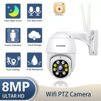 8-мегапиксельная Wi-Fi камера наблюдения, уличная 4K беспроводная мини PTZ IP-камера с автоматическим отслеживанием, домашняя камера безопасности для детей, цветная ночная камера