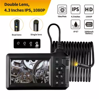8 мм 1080P 4,3 дюйма эндоскопический эндоскоп с двумя объективами для осмотра канализационных труб автомобильный бороскоп камера с экраном для автомобильного оборудования