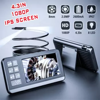 8 мм 4,3 дюйма 1080P IP67 эндоскоп с одним двойным объективом для автомобилей, инструменты для осмотра, автомобильная эндоскопическая камера-бороскоп, устройство