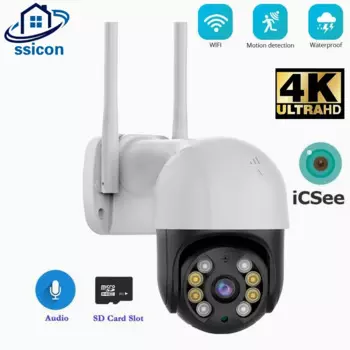 8 Мп ICSee наружная Wi-Fi IP-камера видеонаблюдения, полноцветная Водонепроницаемая беспроводная скоростная купольная камера ночного видения