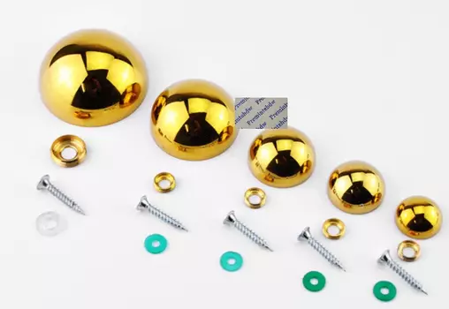 8 шт. 304 полусферическая декоративная крышка из нержавеющей стали, винтовое зеркальное стекло для ногтей, акриловый рекламный знак, полированное золото