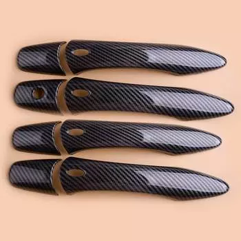 8 шт./компл., накладка на внешнюю дверную ручку из углеродного волокна с 4 отверстиями для умного ключа, подходит для Infiniti QX80 SUV 2014 2015 2016-2024